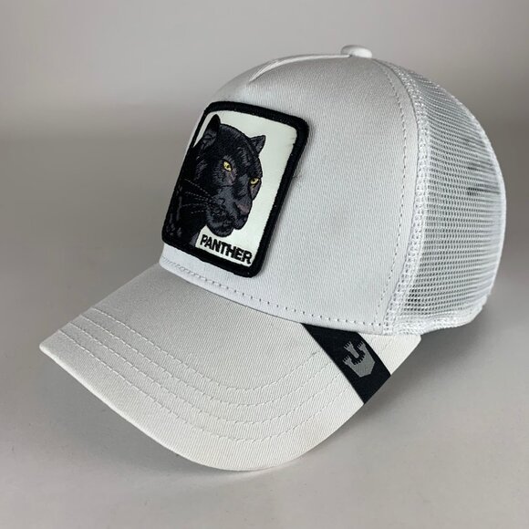 Goorin Bros The Farm Mens White Black Panther Snapback Trucker Hat - Picture 1 of 5